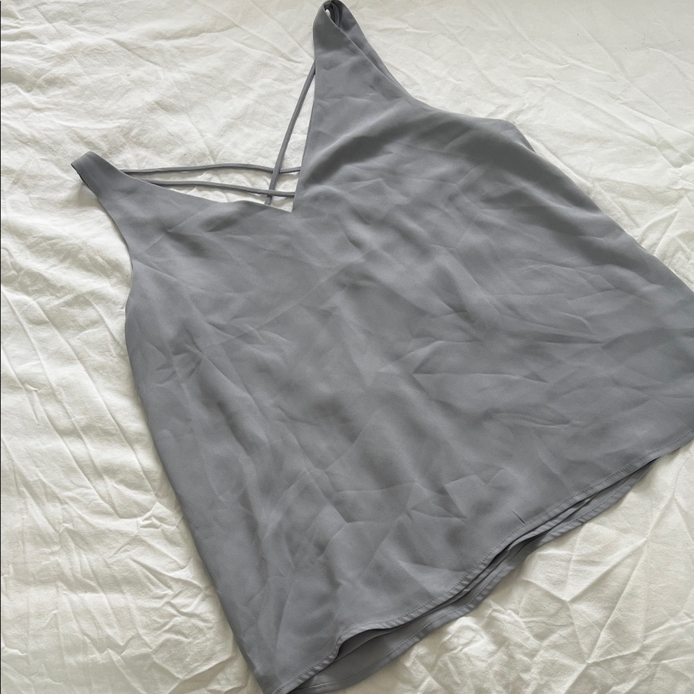 Express Women's Silver Strappy Cross Back Double Lined Tank Top